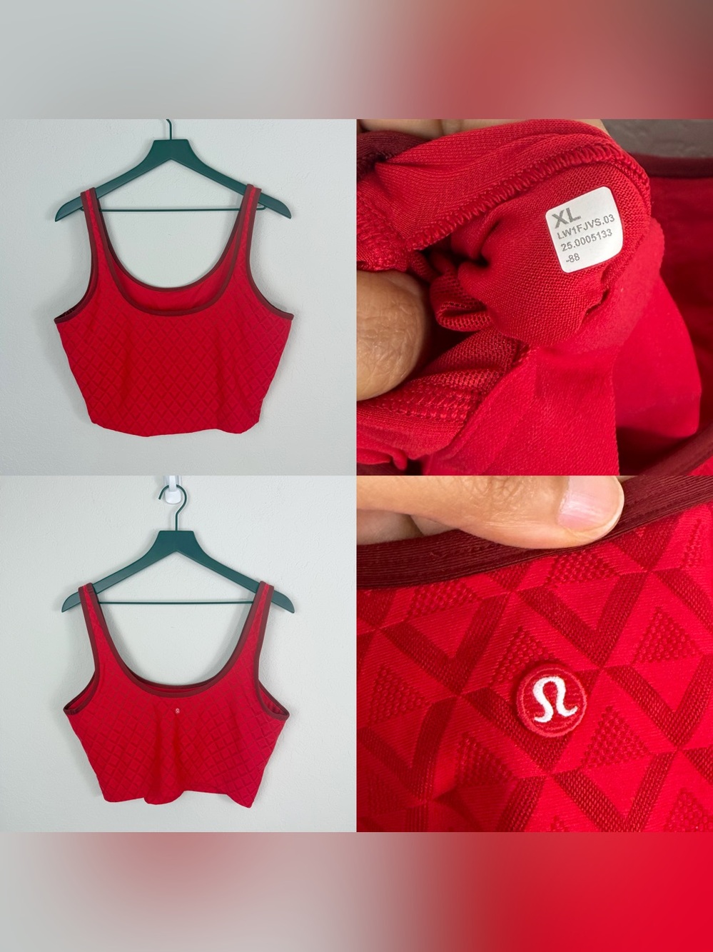 •LULULEMON• Textured Mesh Tennis Tank Top Medium Support B/C Lulu Red / Dark Red